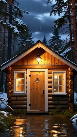 Heavy Rain at Forest Cabin 🌧️