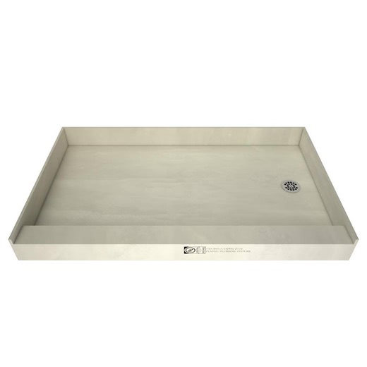 Check The Home Depot's Q&A Before Buying: Tile Redi Redi Base 34 in. x 60 in. Single Threshold Shower Base with Right Drain and Polished Chrome Drain Plate