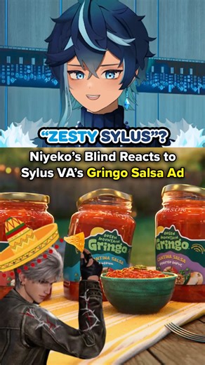 Sylus turned into a jar of SALSA?! 😭 ...Does this mean I can taste him? 😏 (❄️Twitch: Niyeko) #niyeko #vtuber #loveanddeepspace #sylus #sylusloveanddeepspace Niyeko blind reacts to Sylus VA's Green Mountain Gringo Salsa ad.