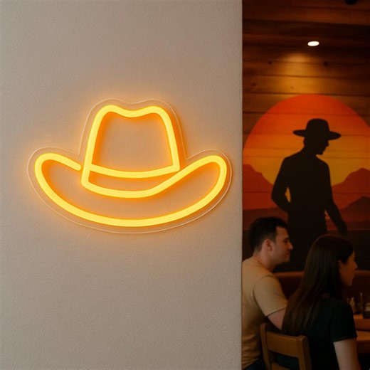Cowboy Hat Neon Sign. Saloon Light. Man Cave Led Sign. Cowboy Gift Idea. - Etsy