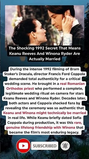 The 1992 Dracula Accident That Legally Married Keanu Reeves And Winona Ryder