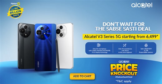 Alcatel V3 Series Smartphones will be Available with Discounts During Flipkart Big Billion Days Sale • TechVorm