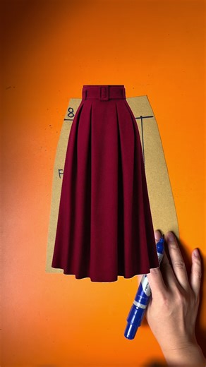 Pleated Flared Skirt 💫 #sewing #pattern #patterndesign #sewingtips #skirt