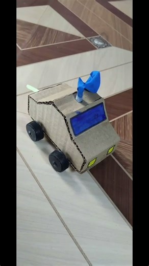 Balloon 🎈 powered car 🚗... DIY toy car using an air balloon and cardboard... #toycar