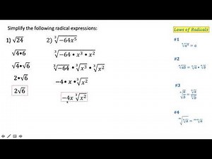 Simplifying Radical Expressions Using the Laws of Radicals