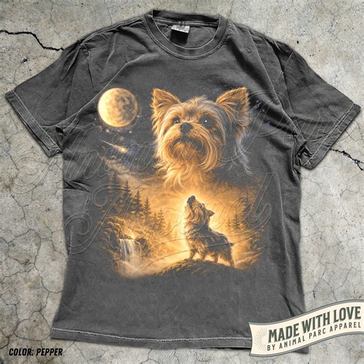 Yorkie Howling to The Moon Vintage T-Shirt, 90s Retro Animal Graphic Tee, Yorkie Mom Gift, Full Moon Animals Tee, Silly Dog Shirt - Etsy España