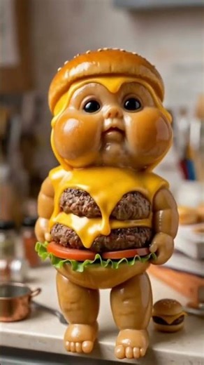 Cursed Burger Baby Dancing 🍔 AI Food Nightmare #shorts`