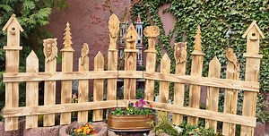 Garten Deko Zaun, Abtrennung, Garten Kunst, ganzes Jahr Dekoration aus HOLZ, Natur, Garten, Terrasse, Balkon, Häuschen, Eule, Vögelchen - Etsy.de