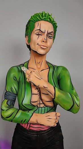 Virginia Frank on Instagram: "It took so long to put it on :( #zoro #onepiece #art #paint"