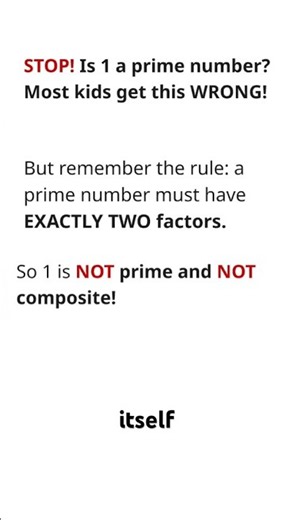 Is 1 a Prime Number? #mathforkids #education #elementarymath #mathfacts #math #kidslearning