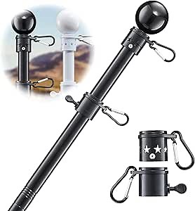Flag Pole for Outside House - 5ft Heavy Duty Stainless Steel Flag Pole Kit, Tangle Free Spinning Flagpole Holder For Outdoor Porch Residential Decoration - Black