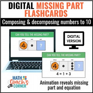 DIGITAL Number Bonds to 10 Missing Part Flash Cards | Kindergarten & 1st Grade