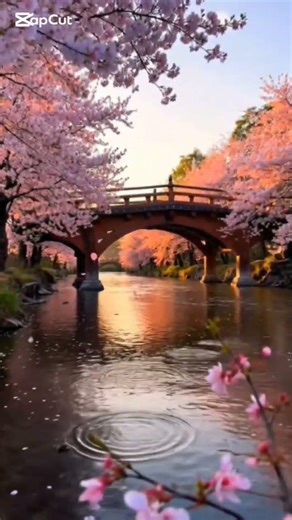 Golden Sunset Among Sakura Trees 🌅🌸 | Japan 4K