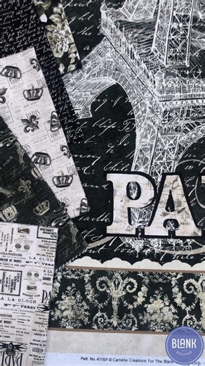 #CloseUpReel of Paris Nights by Camelia Creations Studio from Brand Ambassador, Elaina Sabado. IN QUILT SHOPS NOW! One of the most timeless motifs of French culture is the fleur-de-lis which is a representation of a lily. @On5thAve View the full collection and project inspiration here: https://www.blankquilting.net/paris-nights-digital/ #Quilting #Sewing #Fabric #Paris #Parisian #HomeDecor #ModernQuilting #Fashion | The Blank Quilting Corp