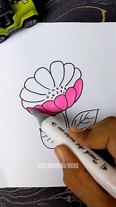 Watch as I bring this vibrant flower to life with simple, colorful strokes! Perfect for little artists and beginners, this tutorial shows just how easy it is to draw a blooming beauty. 🌸🌸 #flowers #flowerdrawing #drawingflowers #easydrawing | Kids Drawing Ideas