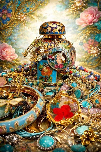 Cloisonné Jewelry Jar | Vintage Enamel Floral Charm - Etsy