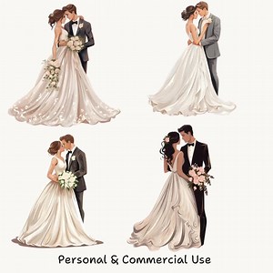 Watercolor Wedding Couples PNG Collection, Bride and Groom Portraits, Digital Clipart, Instant Download, Commercial Use,wedding Clipart - Etsy