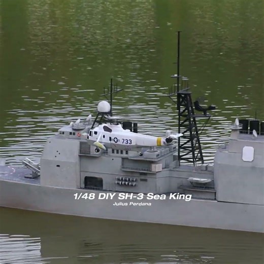 DIY Sea King RC Helicopter Take Off Practice from RC Ship on Water
