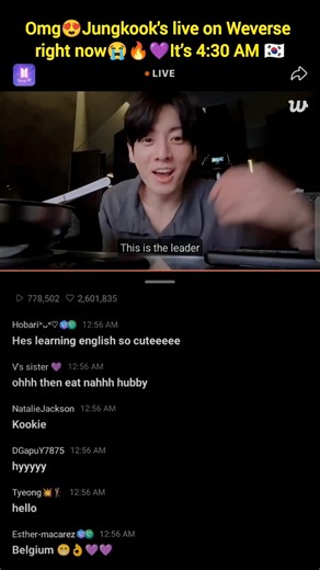 Jungkook Live on Weverse right now💜 #jk #shorts #bts