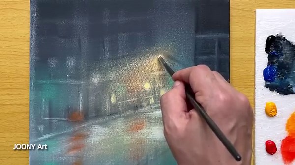 How to Draw a Rainy Window / Acrylic Painting for Beginners