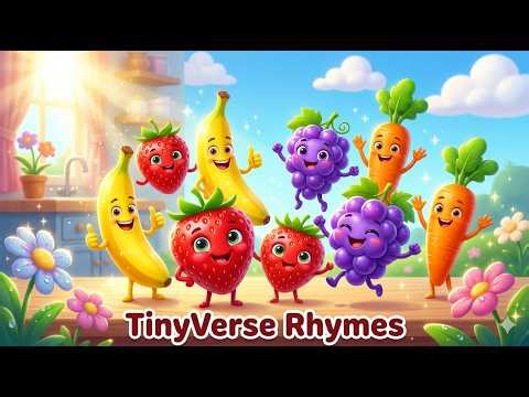 Fruit Balloon Fun 🎈🍎 | Learn Fruits Names for Kids | TinyVerse Rhymes