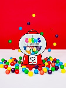 Gumball Machine Valentine Card: DIY Printable Class Valentines (PDF Download) - Etsy