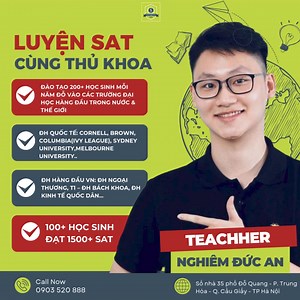 HOC SAT CÙNG THẦY NGHIÊM ĐỨC AN & SCIENTIA EDUCATION CHINH PHỤC 1500 VÀO NGAY ĐẠI HỌC TOP ĐẦU TRONG NƯỚC VÀ QUỐC TẾ 🕵️ Muốn chinh phục mục tiêu 1500 SAT, vậy bạn không nên bỏ lỡ cơ hội có 1-0-2 khi học lớp của thầy Nghiêm Đức An tại Scientia Education. Sở hữu thành tích học tập cá nhân rực rỡ và bề dày thành tích học viên chinh phục SAT 1500 , thầy An sẽ là người đồng hành tin cậy cho tất cả các bậc phụ huynh và học sinh mong muốn chinh phục đỉnh cao Đại Học Hoa Kỳ, và trong trước. ️🏆Thủ khoa 