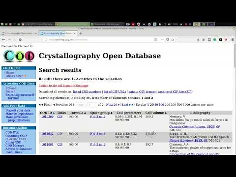 COD - Crystallography Open Database - Basic Example search