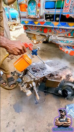 How Mechanics Clean Engine Head Using Diesel #how #mechanic #engine #automobile #shorts #repair #fyp
