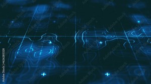 Topographic Map Scanner Exploration Background/ 4k animation of a 3d technology topographic map exploration with layered outlined terrain relief and area landmarks and depth of field blur on white tor