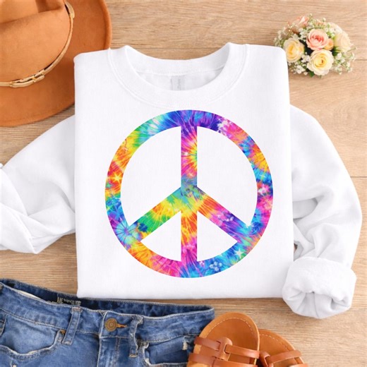 Tie Dye Peace Sign PNG, Hippie Peace Symbol Clipart, Retro Rainbow Peace PNG, Colorful Peace Digital Download - Etsy