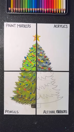 Can pencils beat paint markers for Christmas art