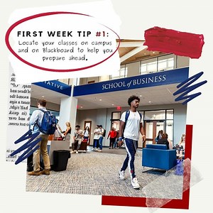 1.7K views · 31 reactions | #FirstWeekofClasses Tip #1: Walk through your class schedule, so you know where all of your classes are! If you take the same stairs each time, you’ll find that you get to that morning class in a breeze. Then, take some time perusing Blackboard to find your assignments, faculty information, and syllabuses, so you’re prepped to take on the semester! | Liberty University | Facebook