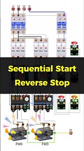 Sequential Start Reverse Stop Motor Control Circuit | Two Motor Sequential Start and Reverse Stop
