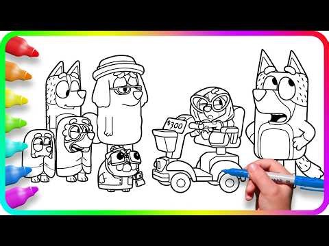 BLUEY Coloring Pages. Do you know How to color Bluey an OLD LADY? Coloring family characters