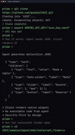 A2UI: Google's Agent-to-User Interface Standard #shorts