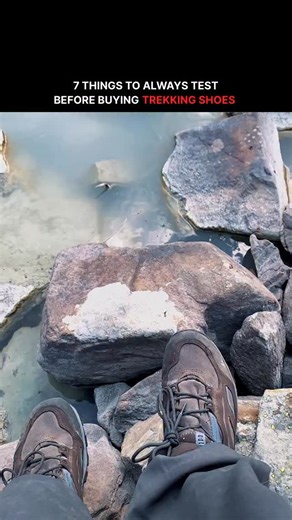 Aamir | Mountain Treks, Kashmir Adventures on Instagram: "Tip no. #7 1️⃣Fit & Comfort Try them on with trekking socks. Walk around the store or your home — toes shouldn’t hit the front, and heels shouldn’t lift. 2️⃣Arch & Midsole Support Press the shoe’s midsole with your thumb. It should be firm but slightly flexible - not rock-hard or floppy. 3️⃣Traction Test Check the outsole pattern and grip. Step on a wet tile or rock - you need deep lugs that hold on slippery surfaces. 4️⃣Flexibility Test 