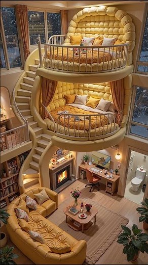 这样的多层loft公寓，如果让你选择，你想住哪一层。 # loft公寓 # 温馨的小窝 # 梦中情房 # 梦幻卧室 # 山洞 # 下雪天 # 住进风景里 # 家的样子 # 治愈小屋 # loft复式