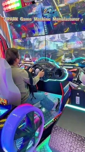 Triple-screen racing immersion! 🖥️🖥️🖥️ #arcade #factory #racing #arcademachine