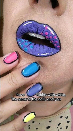 Pop art lips tutorial 💋: ombre lips in pop art style! 💙💜🩷