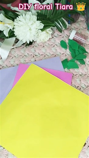DIY floral Tiara using paper only #viral #art #diy