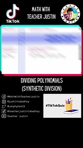 Dividing Polynomials Using Synthetic Division [Example9] #MathWithTeacherJustin #Math #TikTokQuiz #EduWow #LearnOnTikTok #TikTokSwela #TiktokU #Edutok
