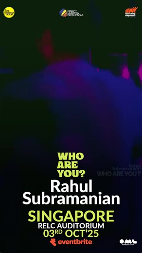 Singapore! Watch me perform my stand-up comedy show live in your city on 3rd October. Book Your Tickets Now! | Rahul Subramanian