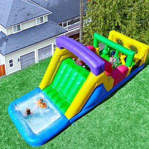 Relunch 22 ft Commercial PVC Inflatable Bounce House Obstacle Course with Water Slides & Blower for Kids Outdoor Party 22x8x8.2FT