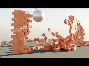 huge WRECKING BALL DESTROYS brick wall (Blender Animation)