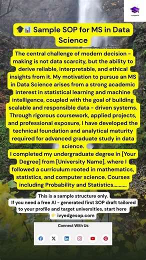 🎓📊 Sample Statement of Purpose for MS in Data Science #SOPTips #StudyAbroad