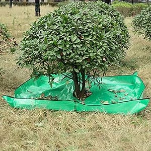 moonoom Landscape Tarp for Trimming, 78.7"x78.7" Pruning Tarp with 12 inch Hole, Waterproof Bush Trimming Tarps Shrub Trimmings Catcher with Four Corner Buckles for Easy Fastening and Leaf Collection