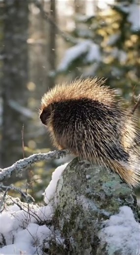 North American Porcupine On A Snowy Morning