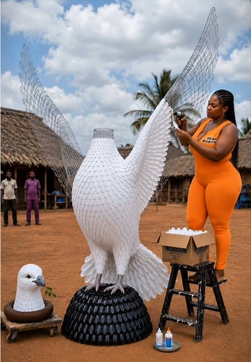 Dove of Peace Sculpture Made from Recycled Spoons