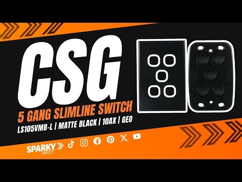 CSG LS105VMB-L | GEO 5 Gang Slimline Switch Matte Black | 10AX